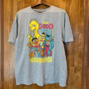 Sesame Street T-Shirt XL All Good In The Neighborhood Gray Graphic Print (A0010)